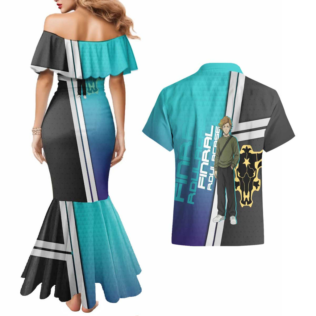 Black Clover Finral Roulacase Couples Matching Mermaid Dress and Hawaiian Shirt Anime Illustration Style