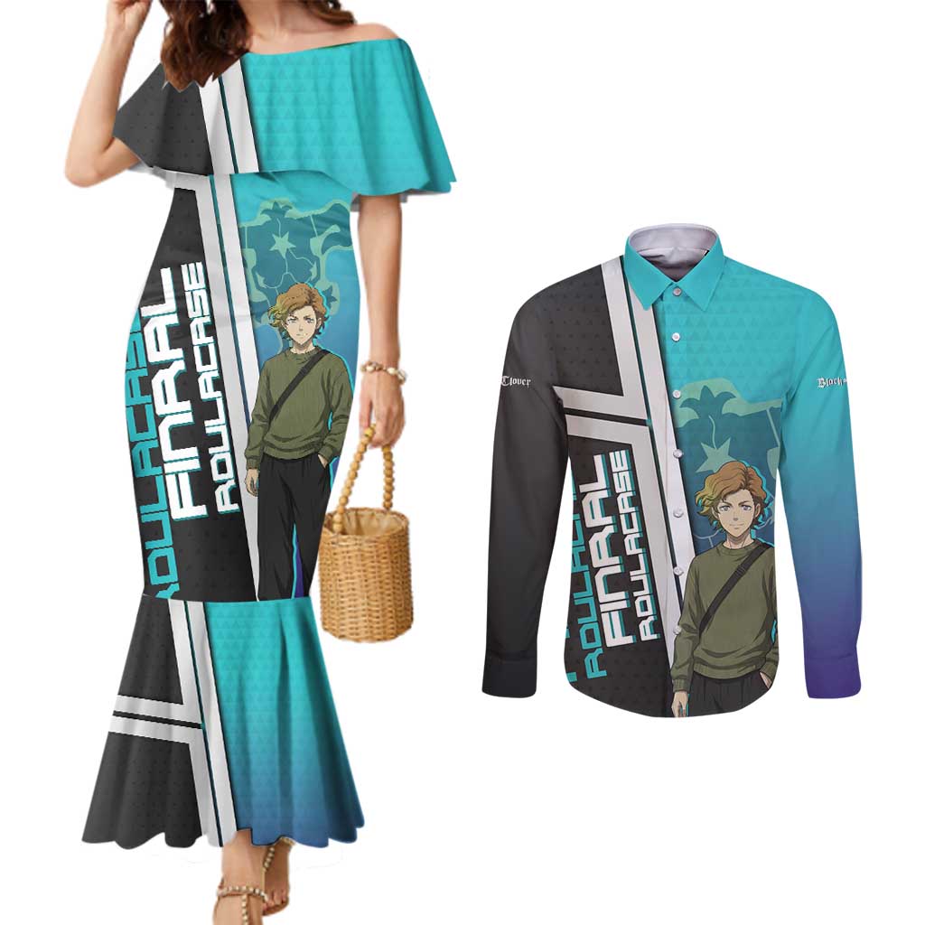 Black Clover Finral Roulacase Couples Matching Mermaid Dress and Long Sleeve Button Shirt Anime Illustration Style