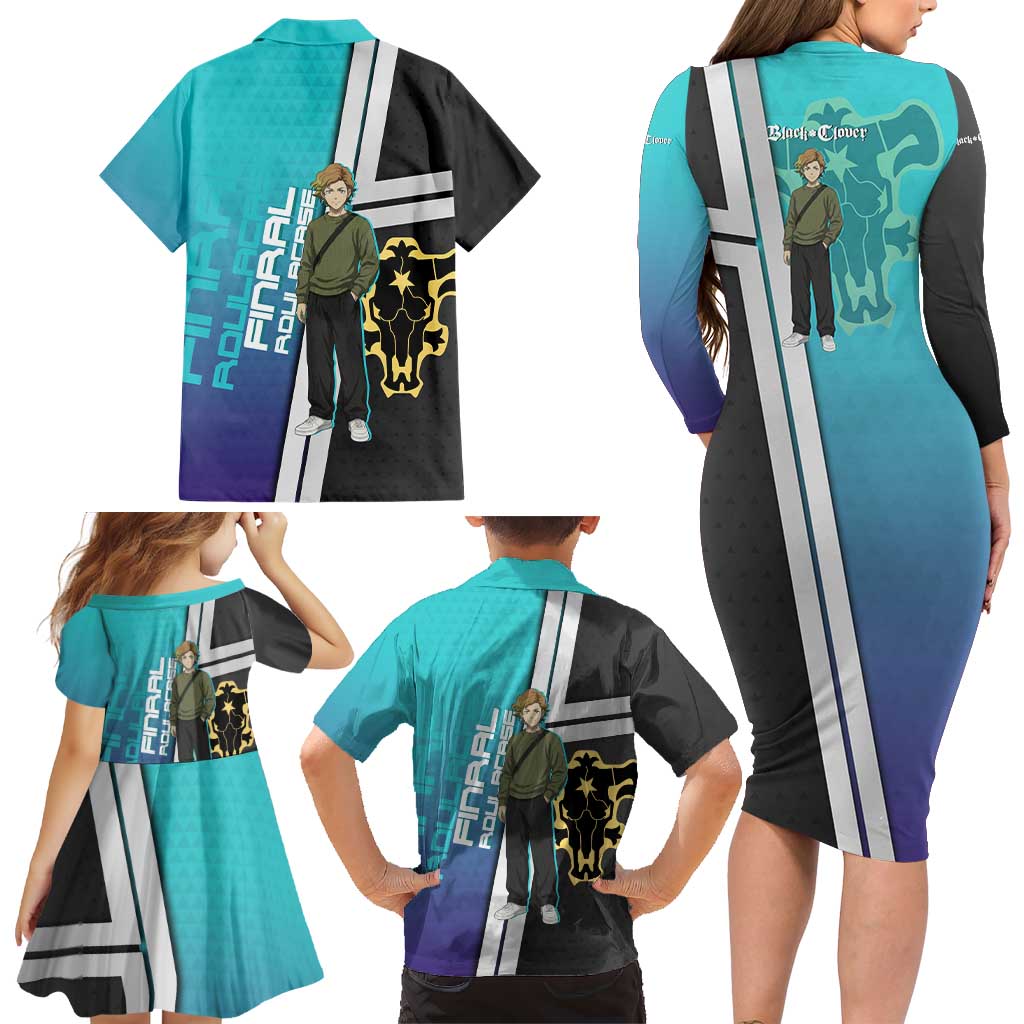 Black Clover Finral Roulacase Family Matching Long Sleeve Bodycon Dress and Hawaiian Shirt Anime Illustration Style