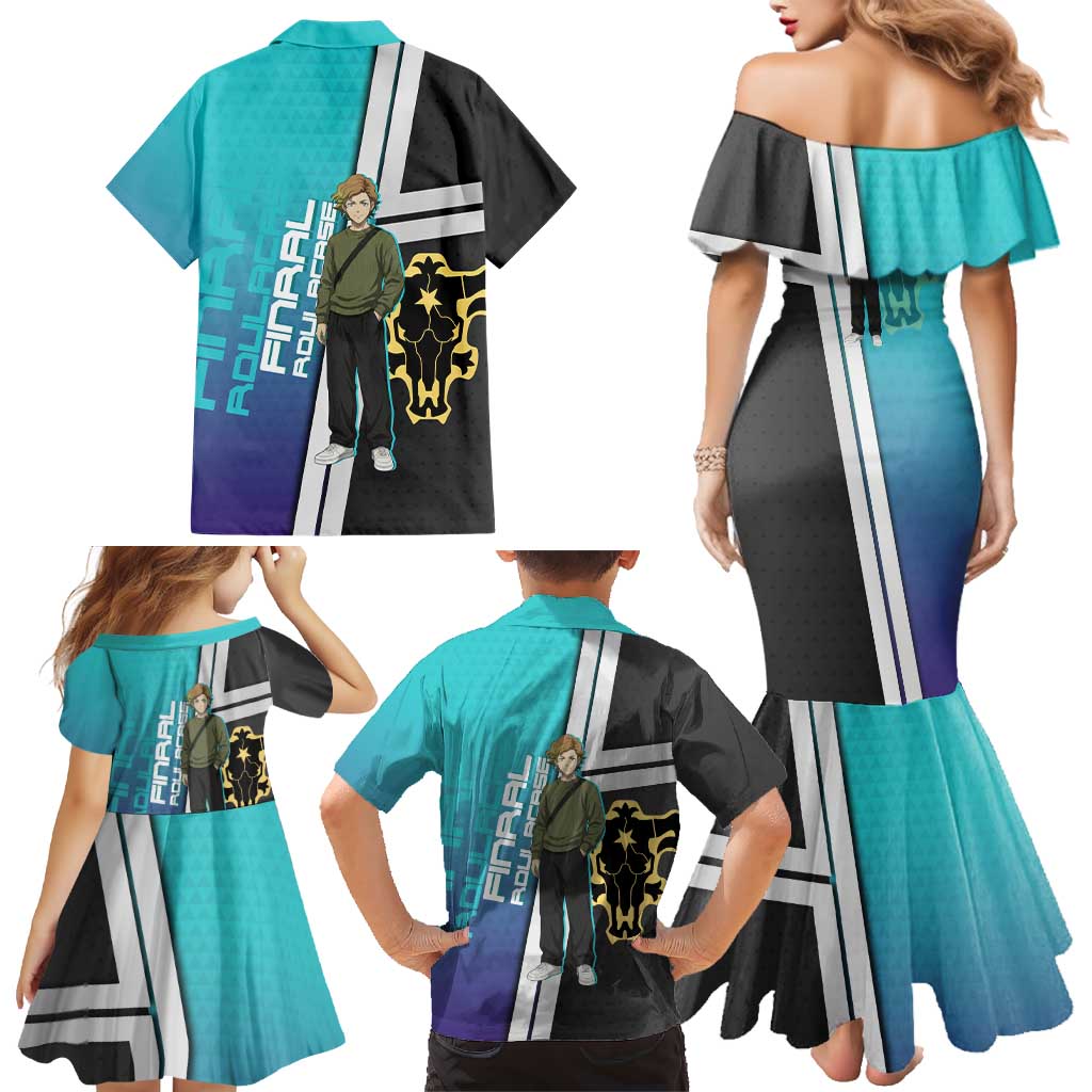 Black Clover Finral Roulacase Family Matching Mermaid Dress and Hawaiian Shirt Anime Illustration Style