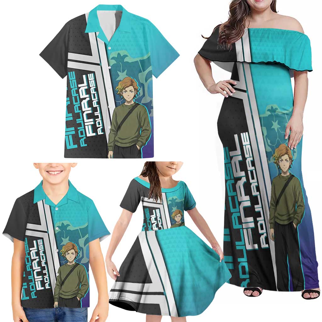 Black Clover Finral Roulacase Family Matching Off Shoulder Maxi Dress and Hawaiian Shirt Anime Illustration Style
