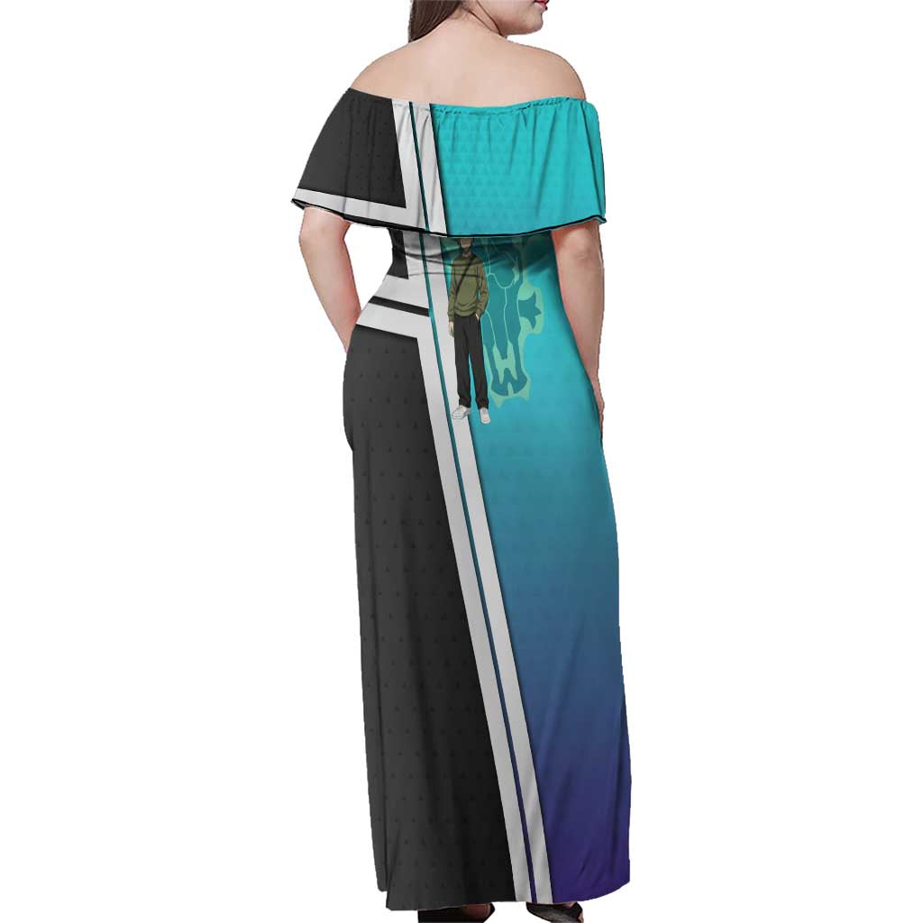 Black Clover Finral Roulacase Family Matching Off Shoulder Maxi Dress and Hawaiian Shirt Anime Illustration Style