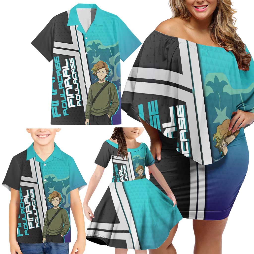 Black Clover Finral Roulacase Family Matching Off Shoulder Short Dress and Hawaiian Shirt Anime Illustration Style