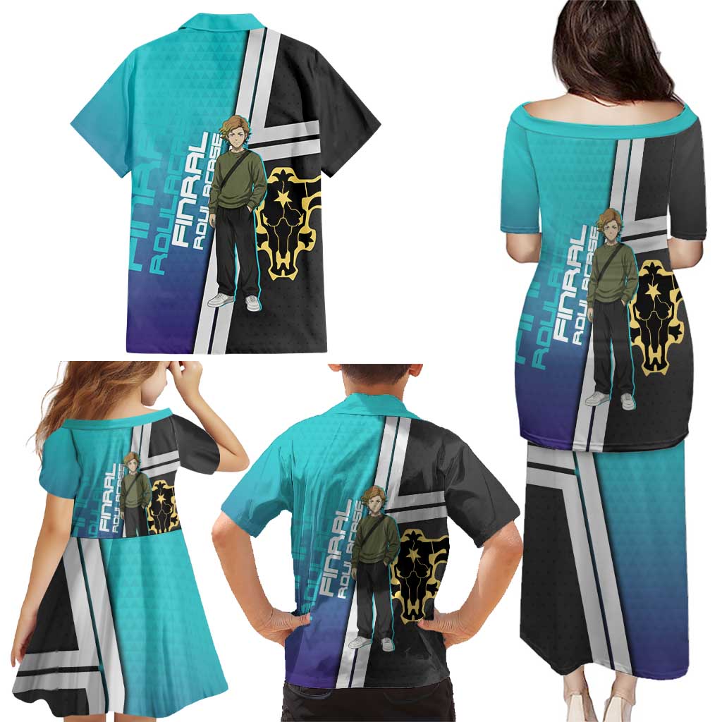 Black Clover Finral Roulacase Family Matching Puletasi and Hawaiian Shirt Anime Illustration Style
