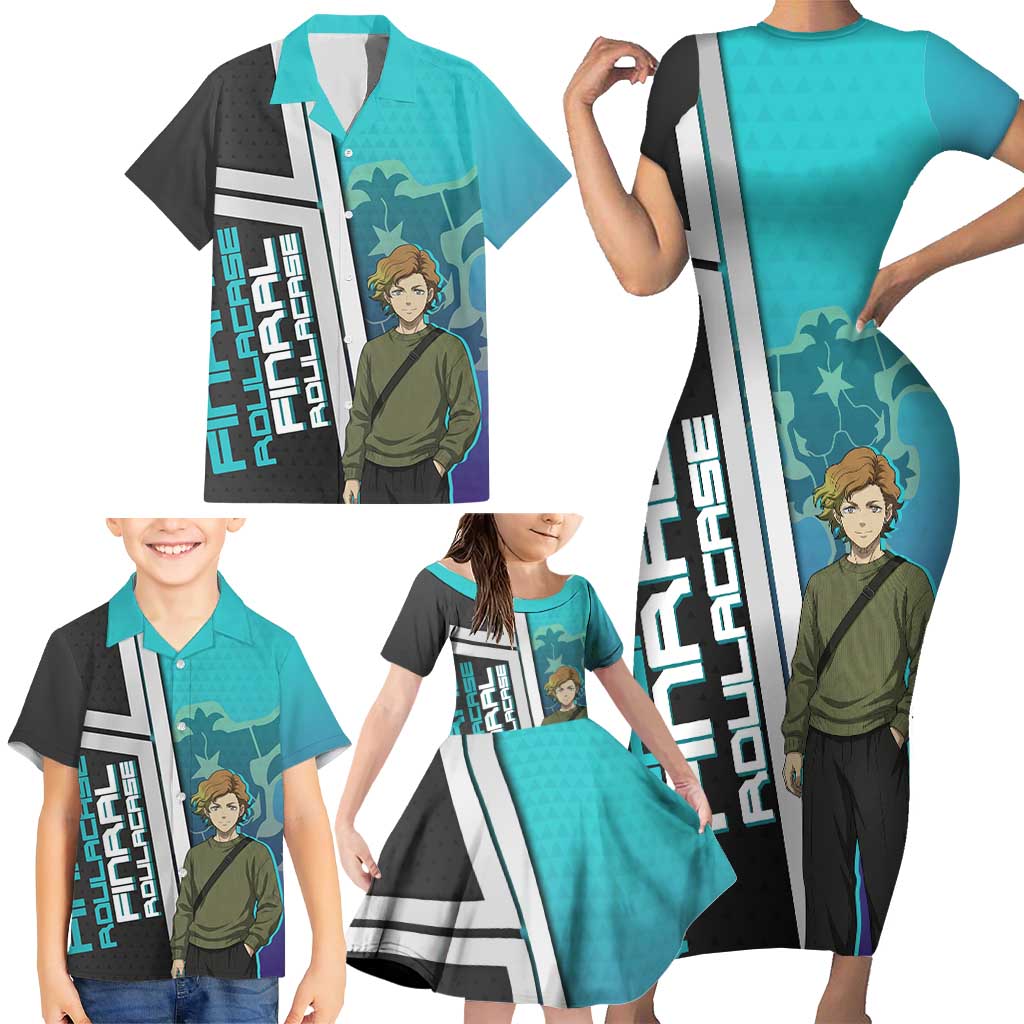 Black Clover Finral Roulacase Family Matching Short Sleeve Bodycon Dress and Hawaiian Shirt Anime Illustration Style