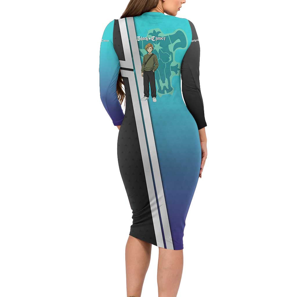 Black Clover Finral Roulacase Long Sleeve Bodycon Dress Anime Illustration Style
