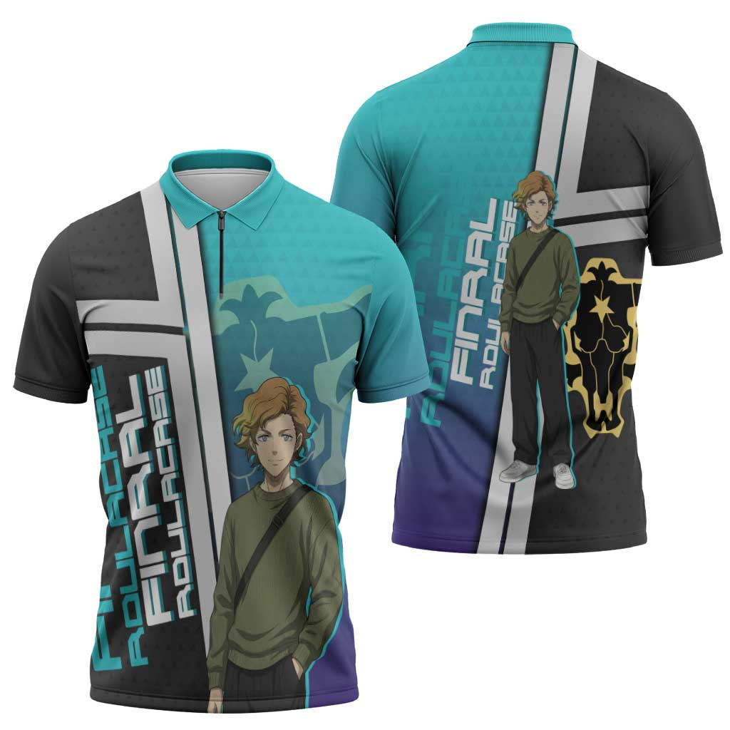 Black Clover Finral Roulacase Zipper Polo Shirt Anime Illustration Style