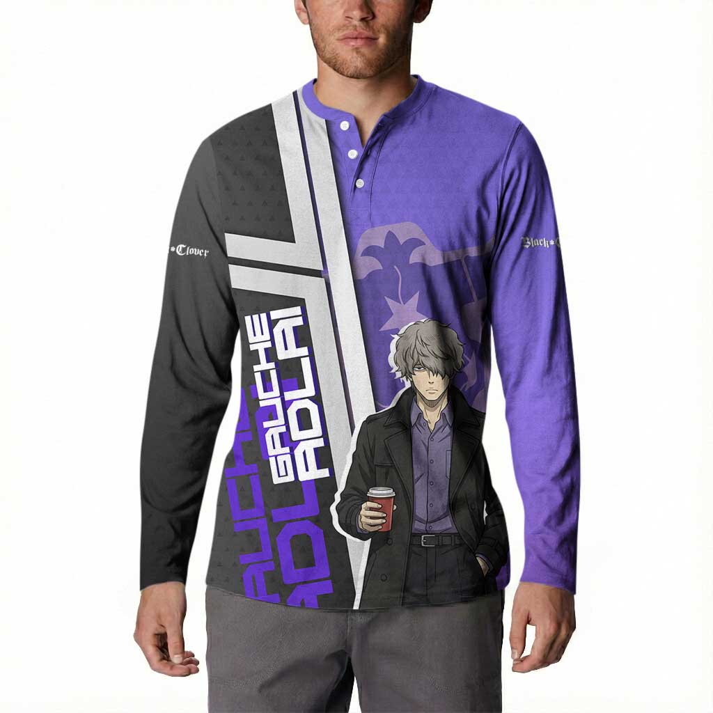 Black Clover Gauche Adlai Button Sweatshirt Anime Illustration Style