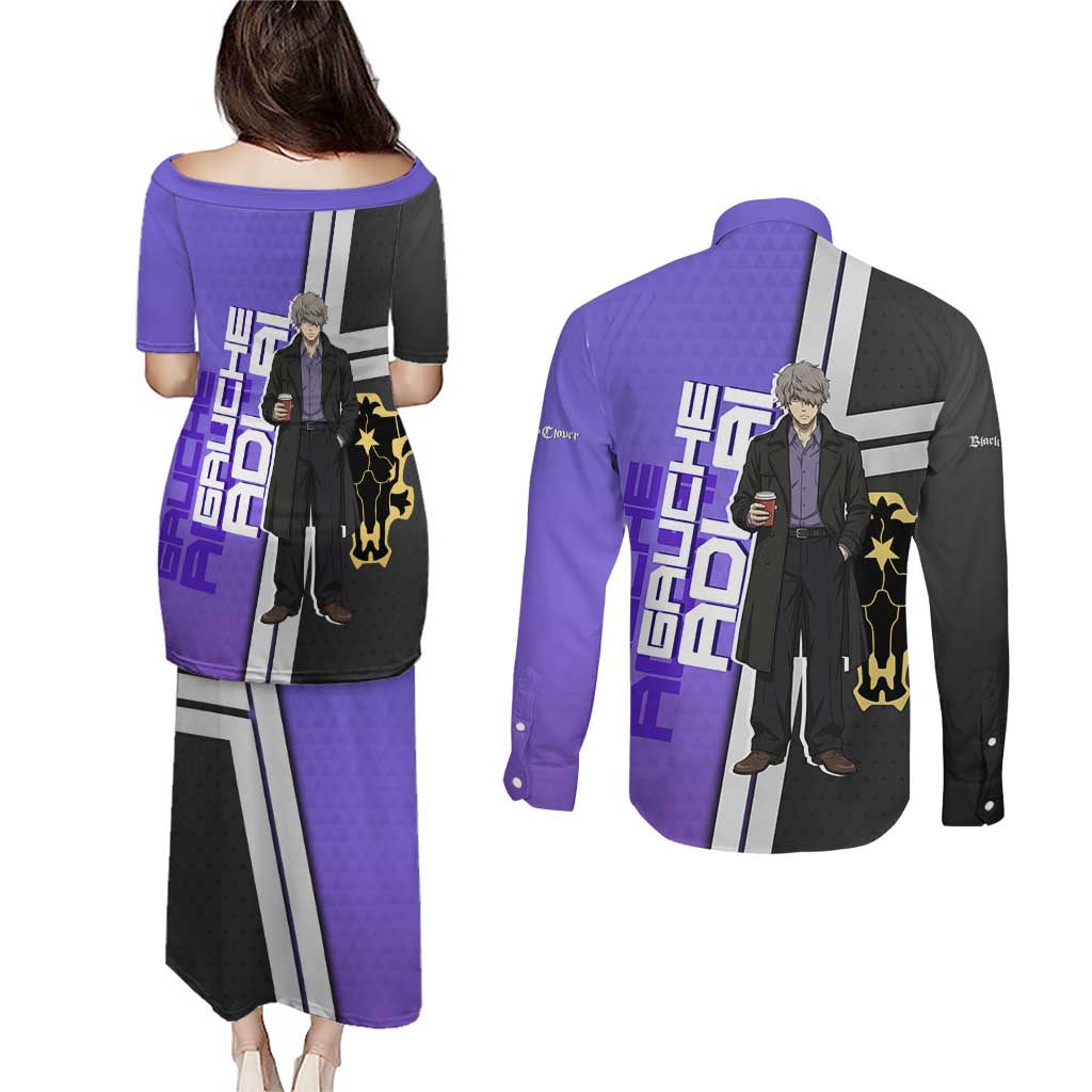 Black Clover Gauche Adlai Couples Matching Puletasi and Long Sleeve Button Shirt Anime Illustration Style