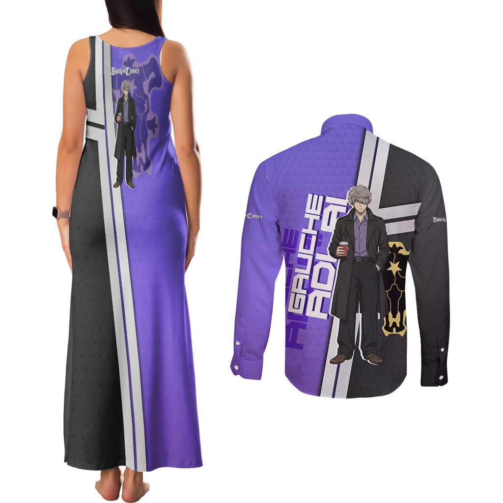 Black Clover Gauche Adlai Couples Matching Tank Maxi Dress and Long Sleeve Button Shirt Anime Illustration Style