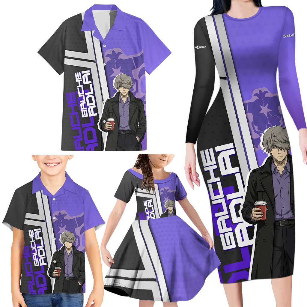 Black Clover Gauche Adlai Family Matching Long Sleeve Bodycon Dress and Hawaiian Shirt Anime Illustration Style