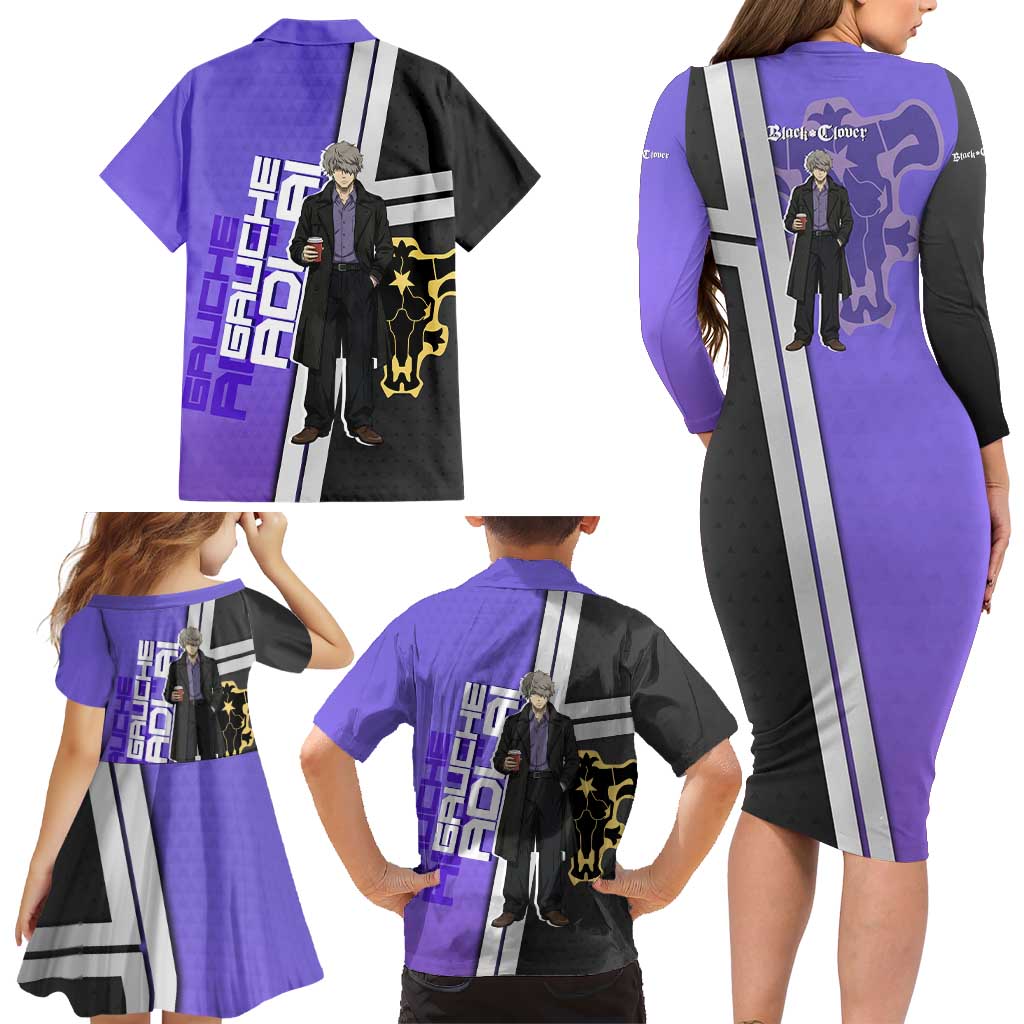 Black Clover Gauche Adlai Family Matching Long Sleeve Bodycon Dress and Hawaiian Shirt Anime Illustration Style