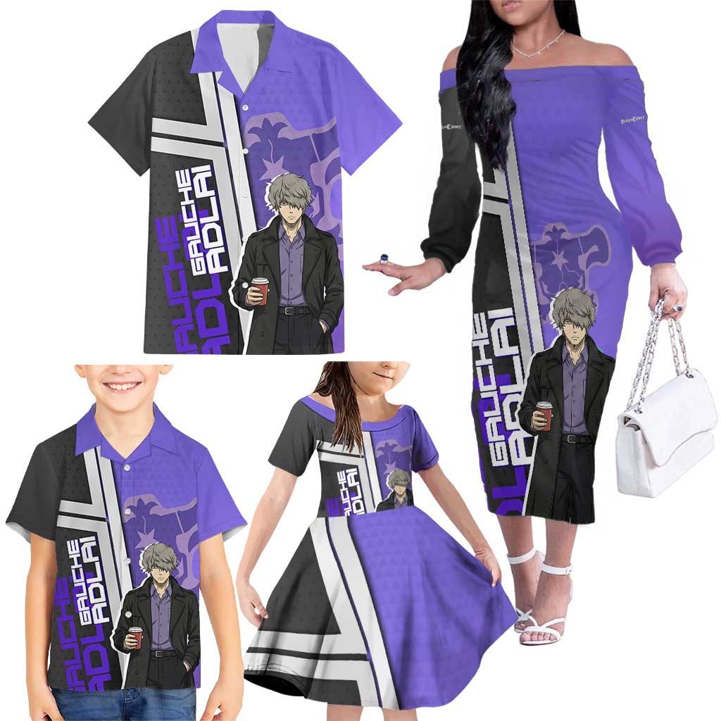 Black Clover Gauche Adlai Family Matching Off The Shoulder Long Sleeve Dress and Hawaiian Shirt Anime Illustration Style