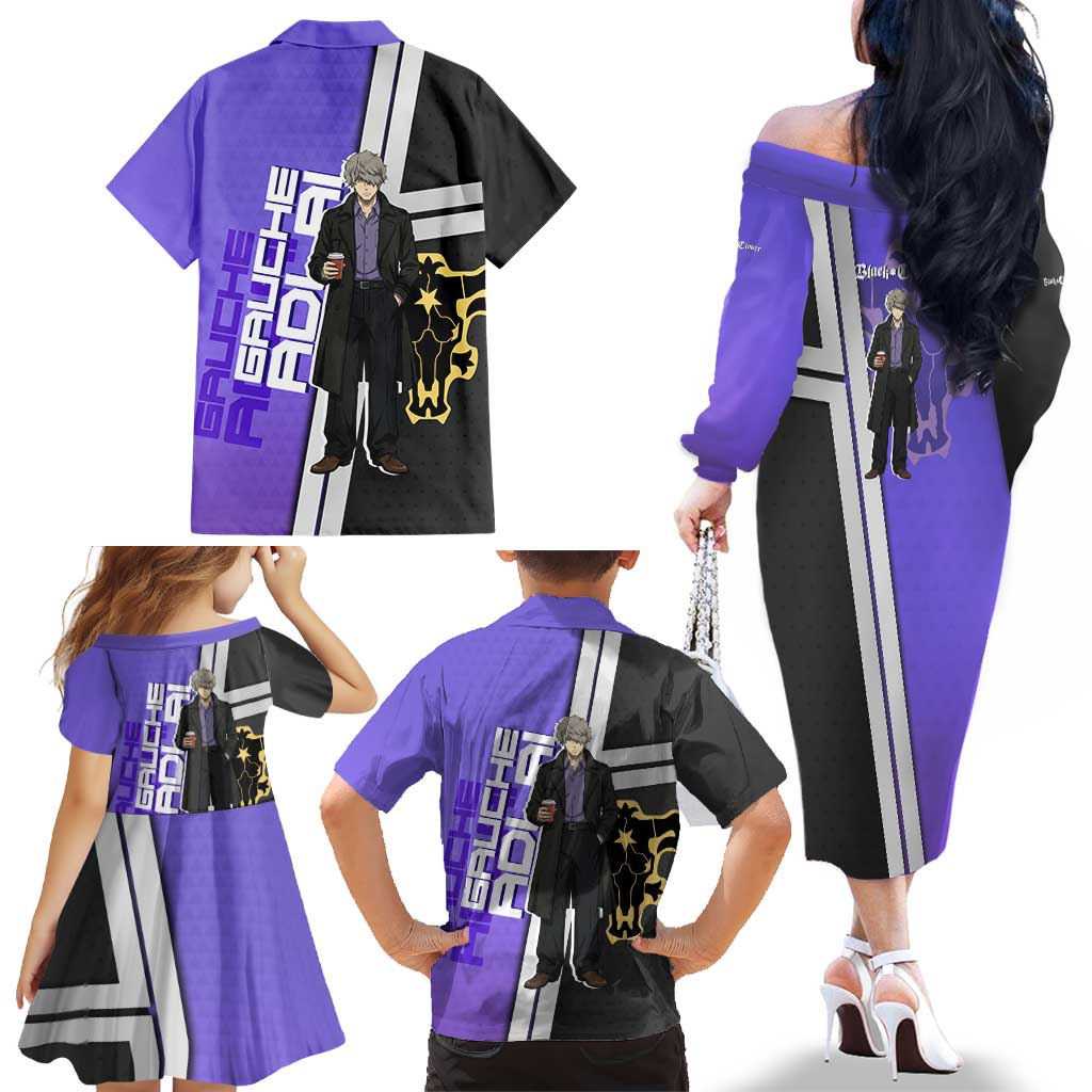 Black Clover Gauche Adlai Family Matching Off The Shoulder Long Sleeve Dress and Hawaiian Shirt Anime Illustration Style
