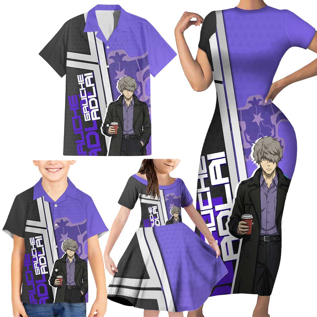 Black Clover Gauche Adlai Family Matching Short Sleeve Bodycon Dress and Hawaiian Shirt Anime Illustration Style