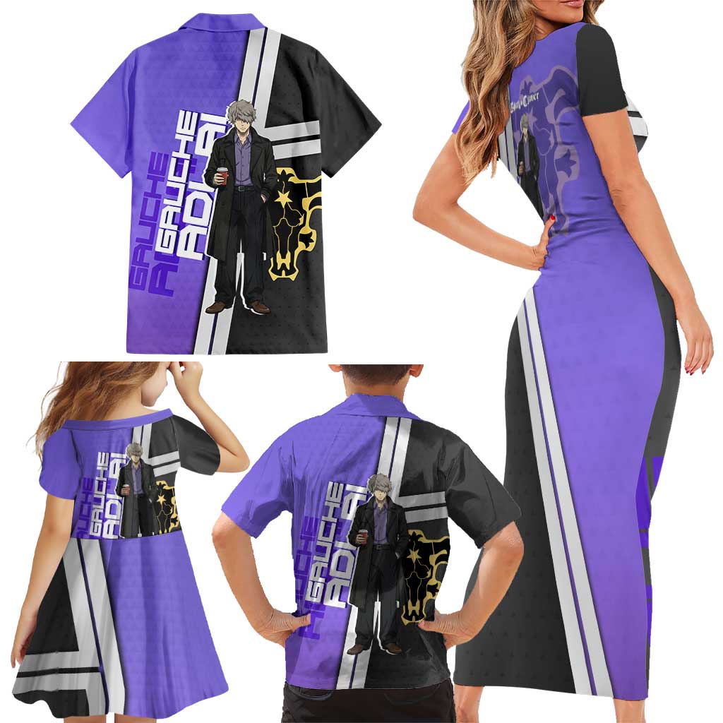Black Clover Gauche Adlai Family Matching Short Sleeve Bodycon Dress and Hawaiian Shirt Anime Illustration Style