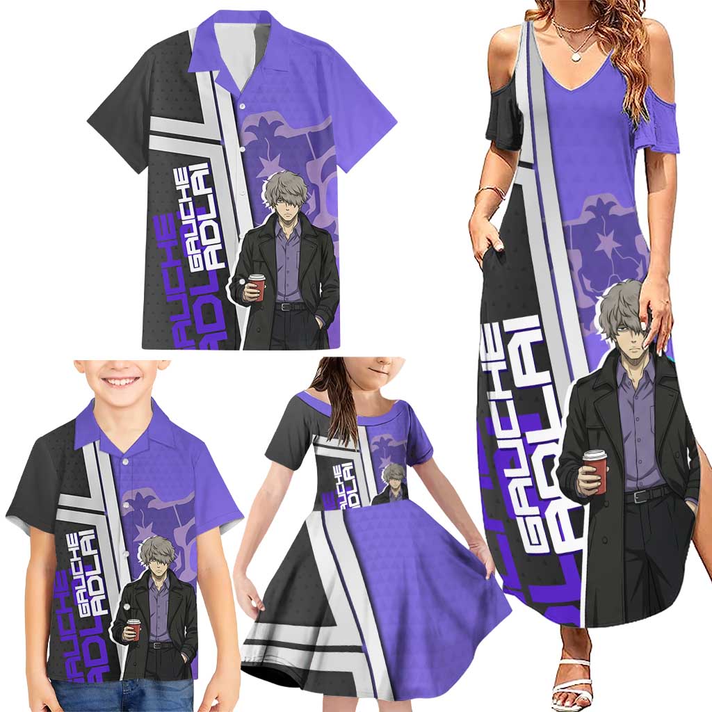 Black Clover Gauche Adlai Family Matching Summer Maxi Dress and Hawaiian Shirt Anime Illustration Style