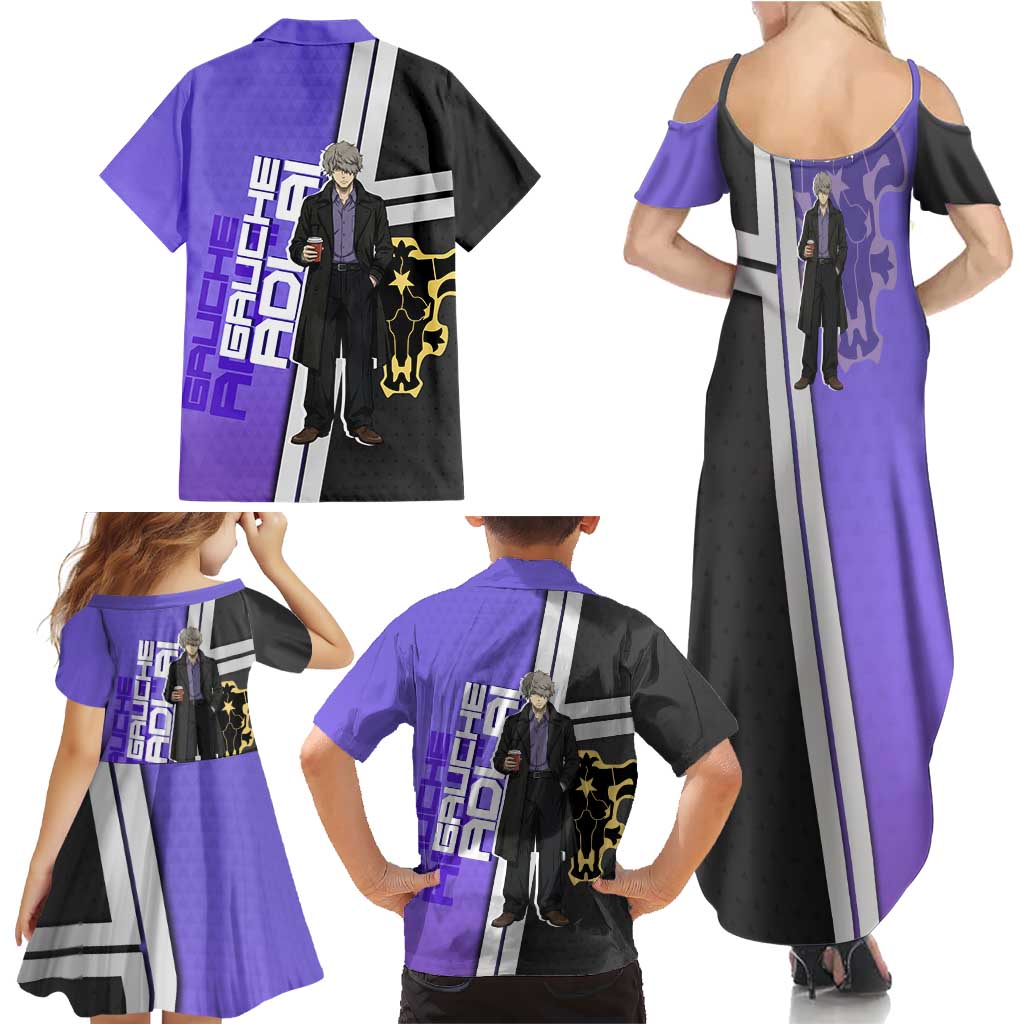 Black Clover Gauche Adlai Family Matching Summer Maxi Dress and Hawaiian Shirt Anime Illustration Style