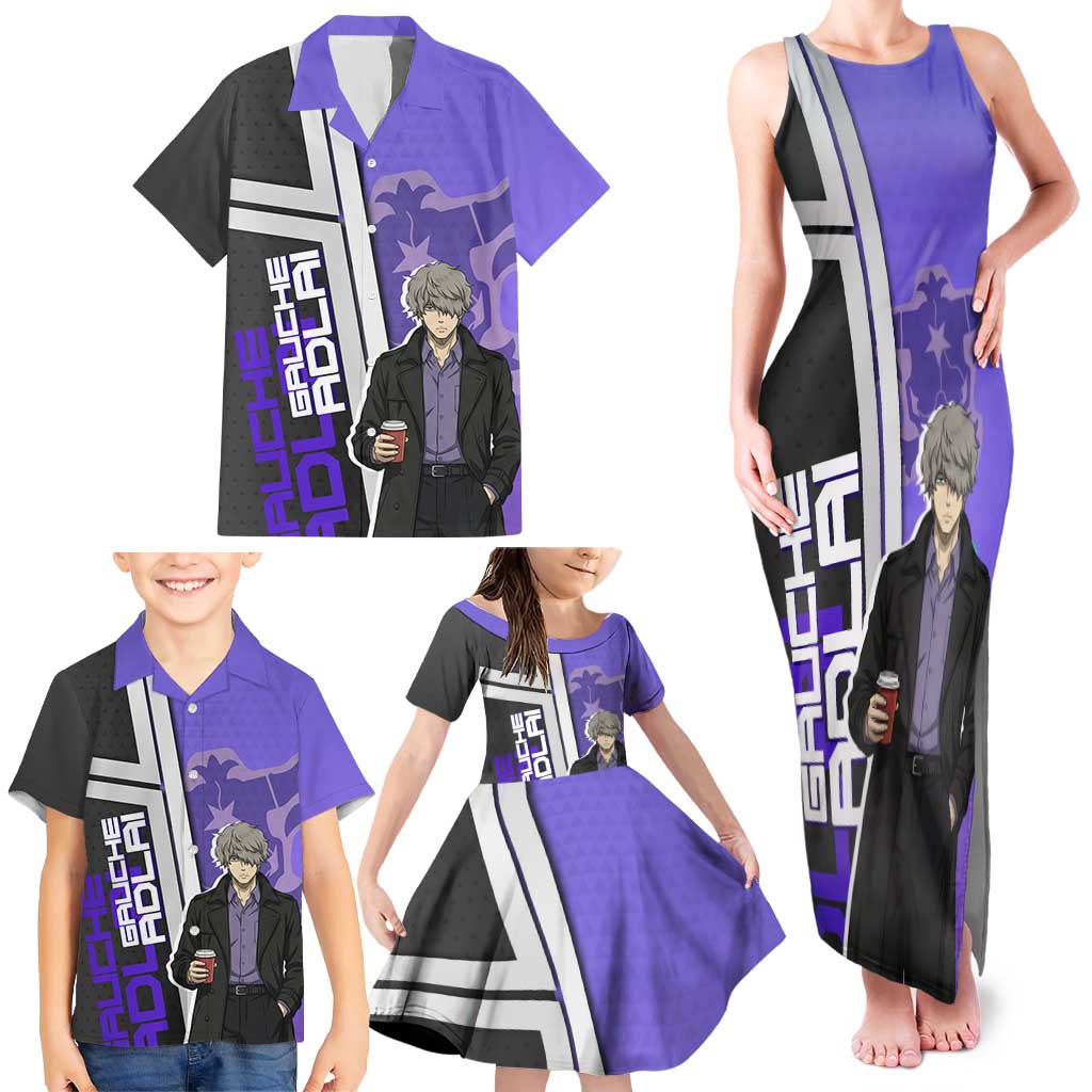 Black Clover Gauche Adlai Family Matching Tank Maxi Dress and Hawaiian Shirt Anime Illustration Style