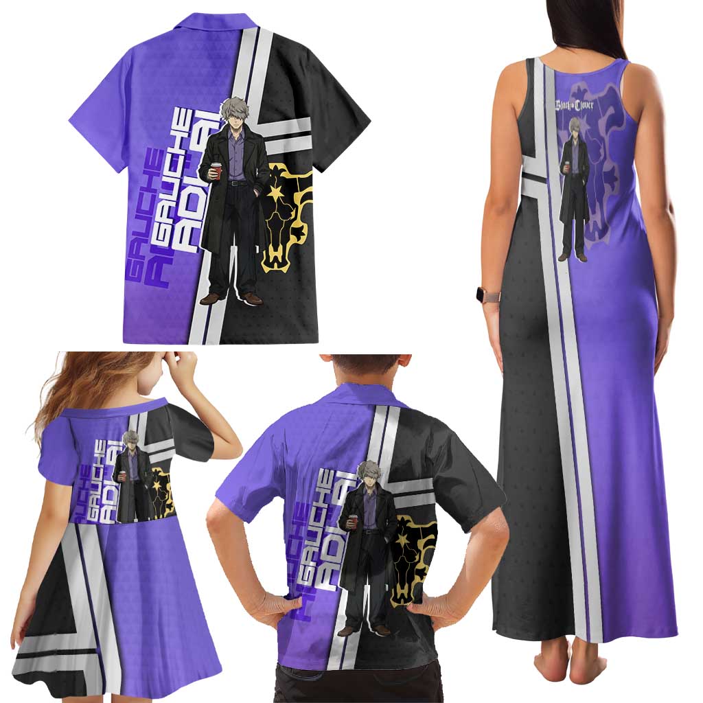 Black Clover Gauche Adlai Family Matching Tank Maxi Dress and Hawaiian Shirt Anime Illustration Style