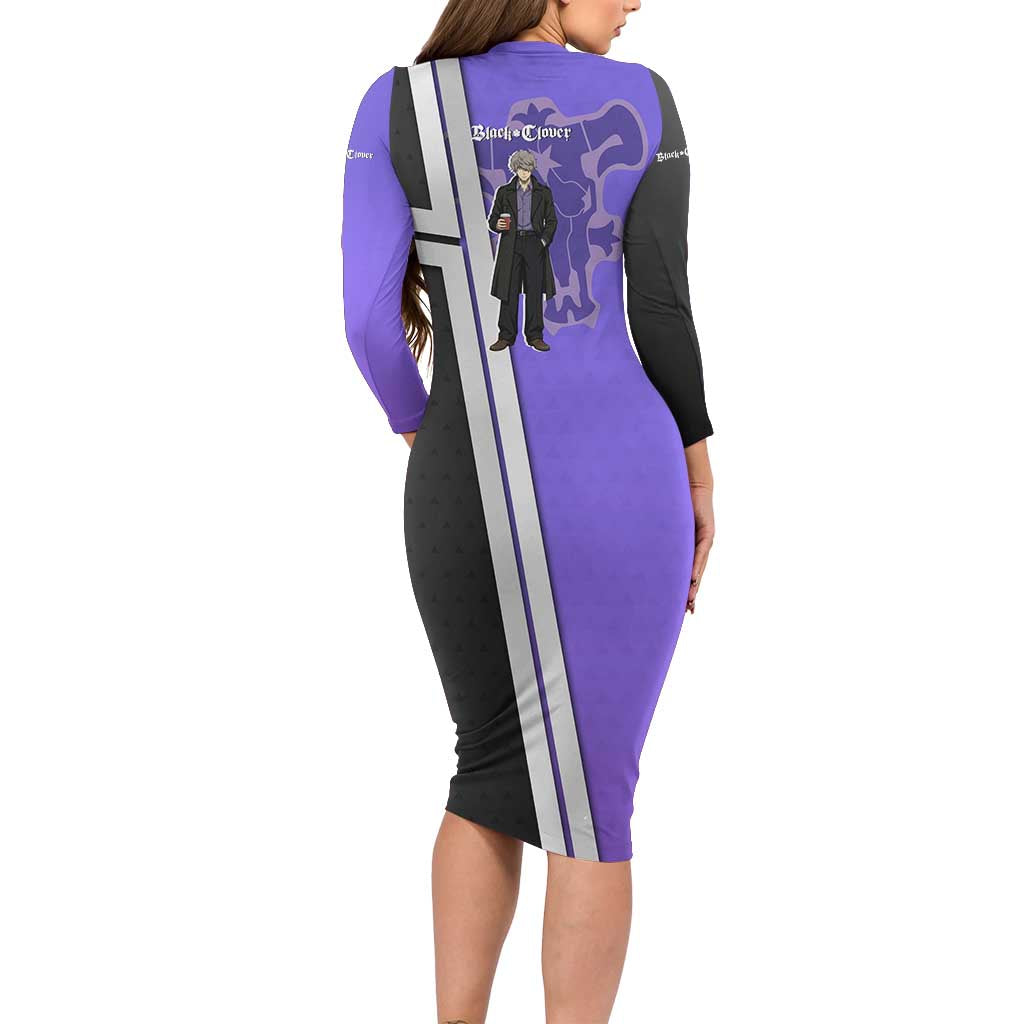 Black Clover Gauche Adlai Long Sleeve Bodycon Dress Anime Illustration Style