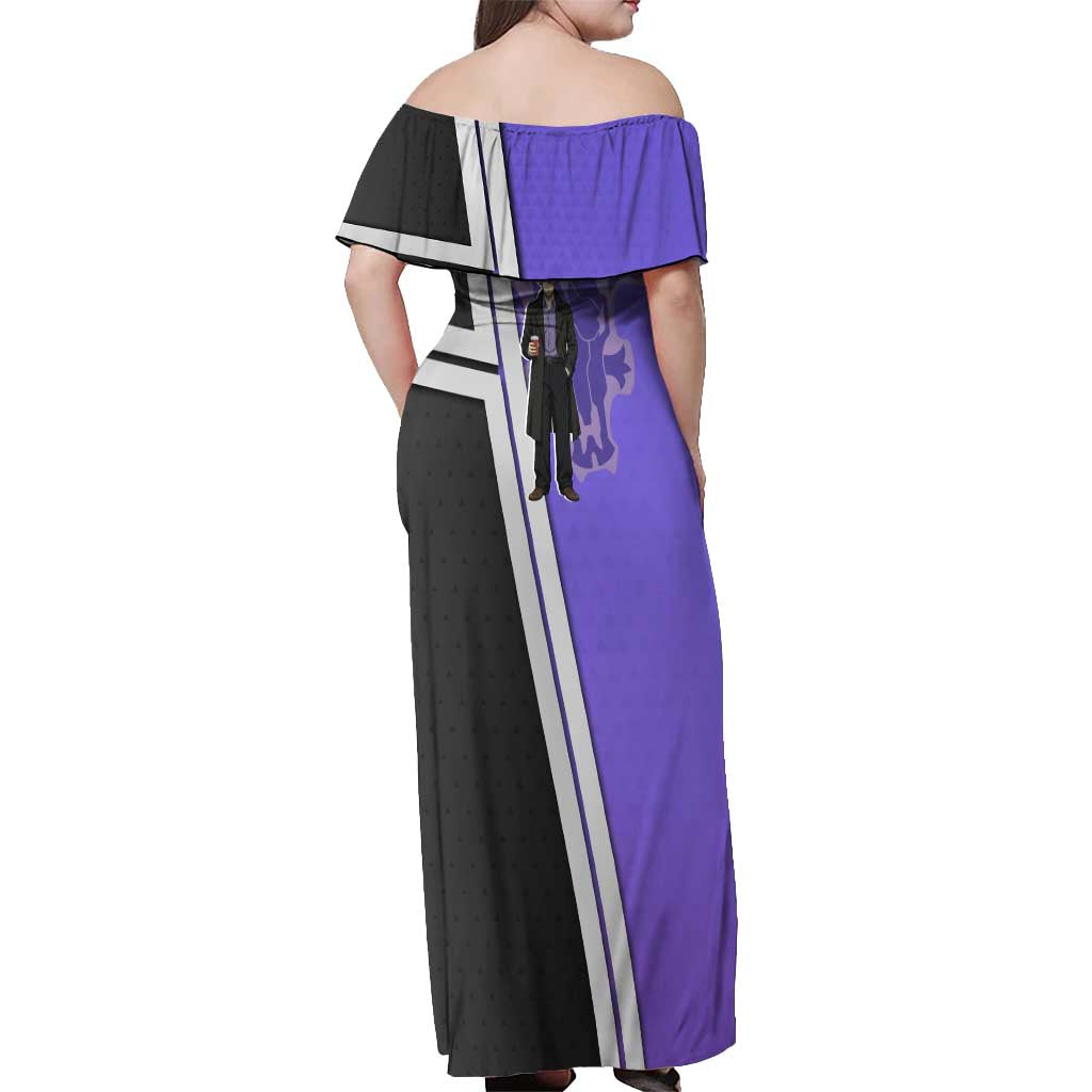 Black Clover Gauche Adlai Off Shoulder Maxi Dress Anime Illustration Style