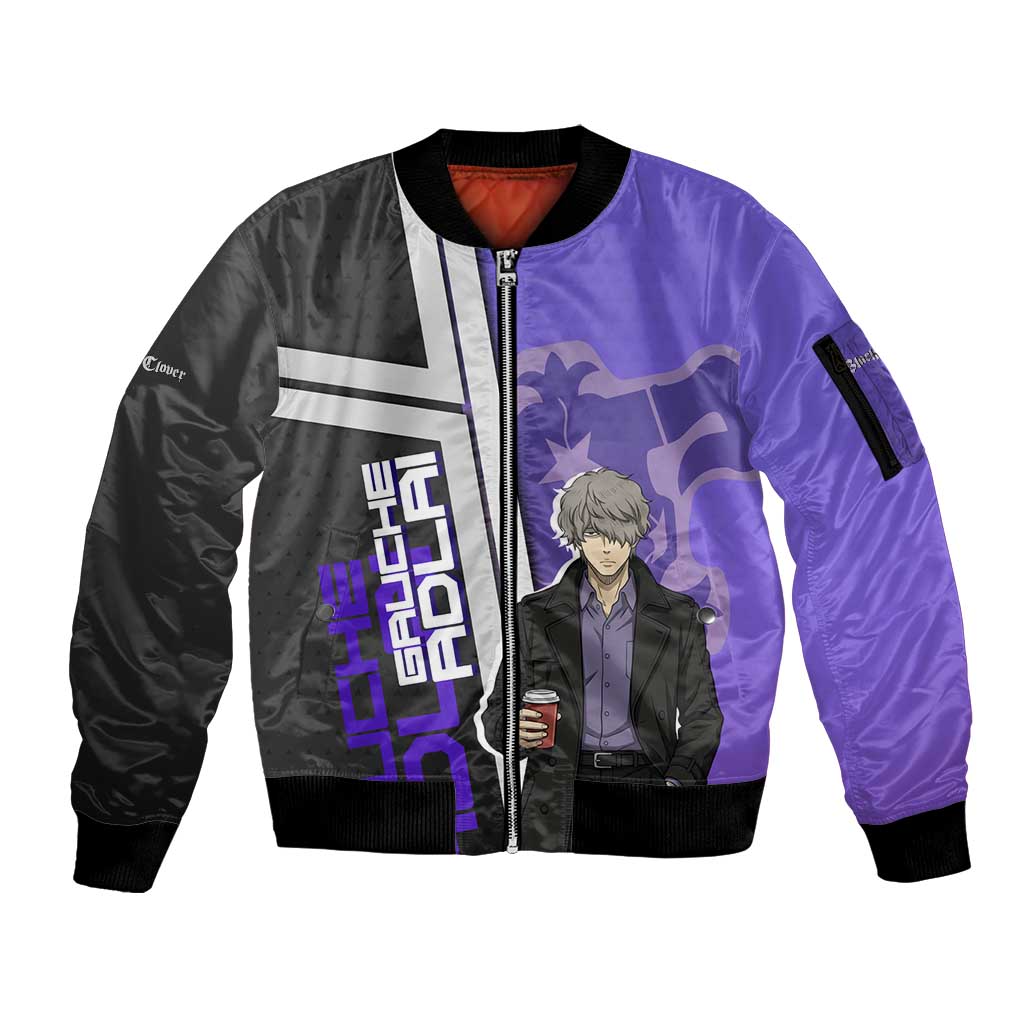 Black Clover Gauche Adlai Sleeve Zip Bomber Jacket Anime Illustration Style