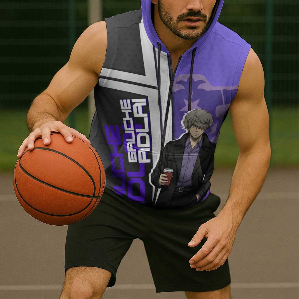 Black Clover Gauche Adlai Sleeveless Zip Hoodie Anime Illustration Style