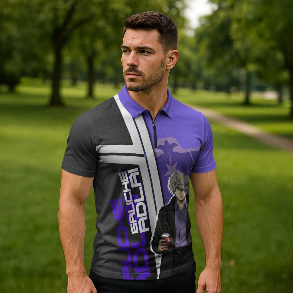 Black Clover Gauche Adlai Zipper Polo Shirt Anime Illustration Style
