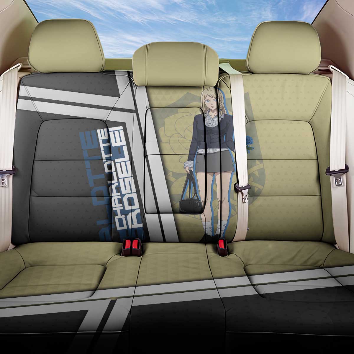 Black Clover Charlotte Roselei Back Car Seat Cover Anime Illustration Style