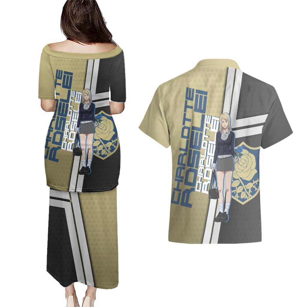 Black Clover Charlotte Roselei Couples Matching Puletasi and Hawaiian Shirt Anime Illustration Style