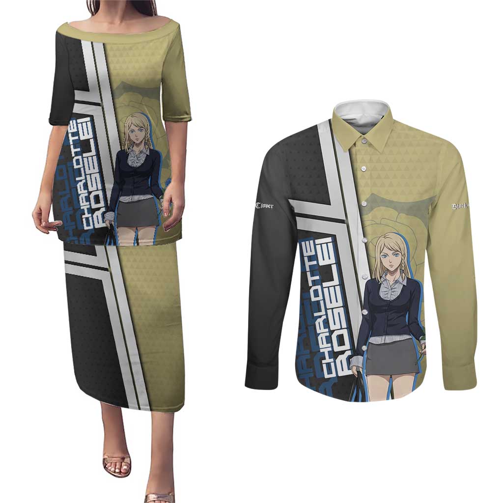 Black Clover Charlotte Roselei Couples Matching Puletasi and Long Sleeve Button Shirt Anime Illustration Style