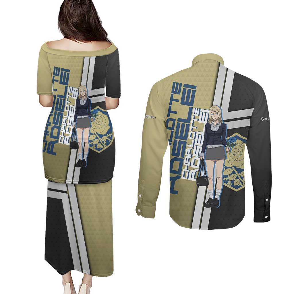 Black Clover Charlotte Roselei Couples Matching Puletasi and Long Sleeve Button Shirt Anime Illustration Style
