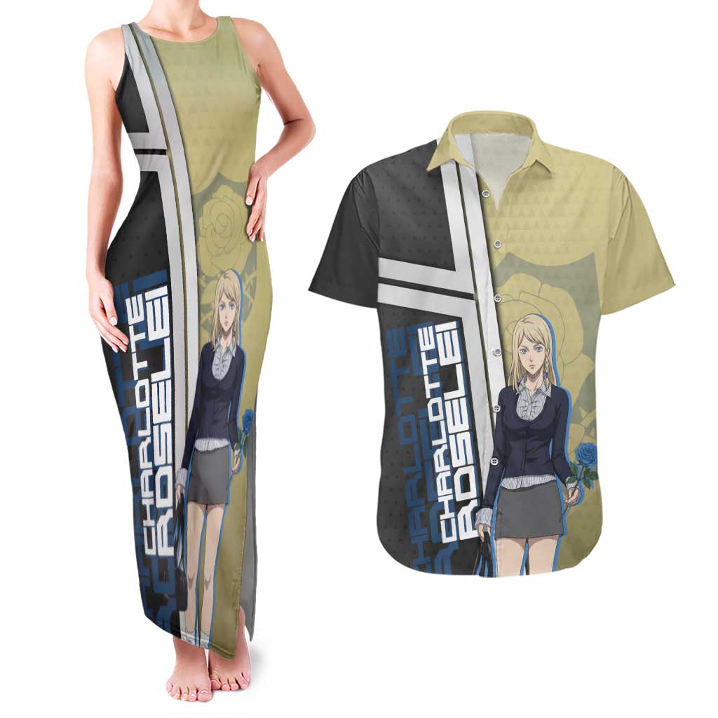 Black Clover Charlotte Roselei Couples Matching Tank Maxi Dress and Hawaiian Shirt Anime Illustration Style