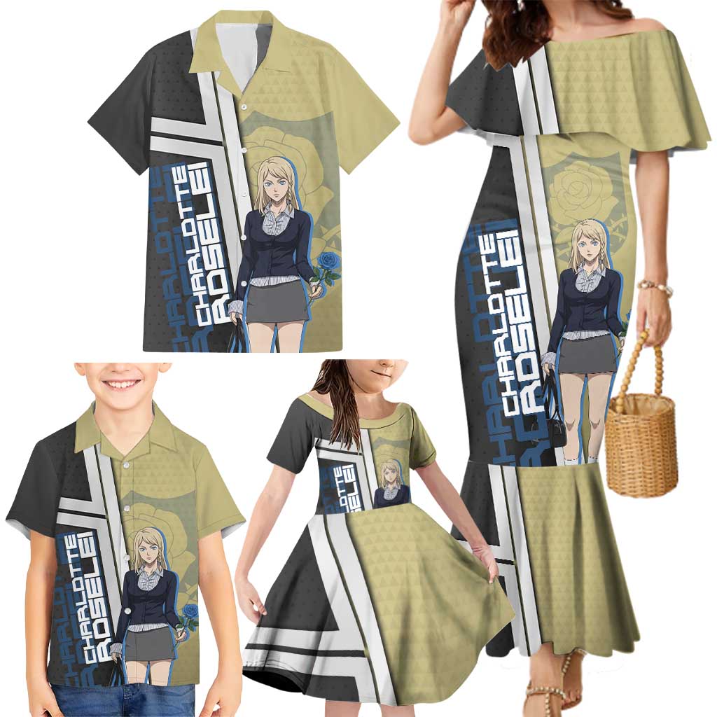Black Clover Charlotte Roselei Family Matching Mermaid Dress and Hawaiian Shirt Anime Illustration Style