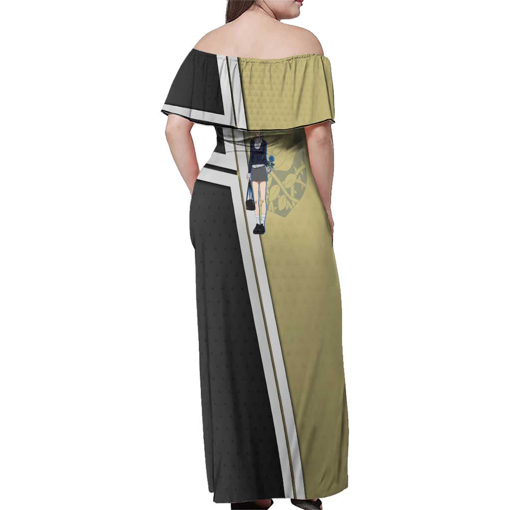 Black Clover Charlotte Roselei Family Matching Off Shoulder Maxi Dress and Hawaiian Shirt Anime Illustration Style