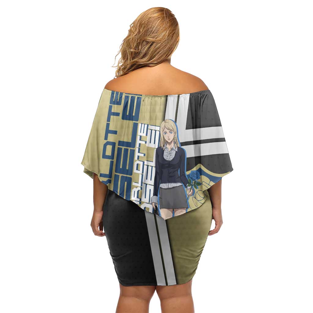 Black Clover Charlotte Roselei Family Matching Off Shoulder Short Dress and Hawaiian Shirt Anime Illustration Style