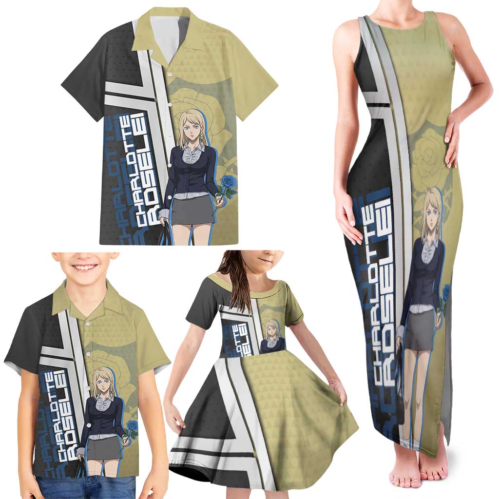 Black Clover Charlotte Roselei Family Matching Tank Maxi Dress and Hawaiian Shirt Anime Illustration Style