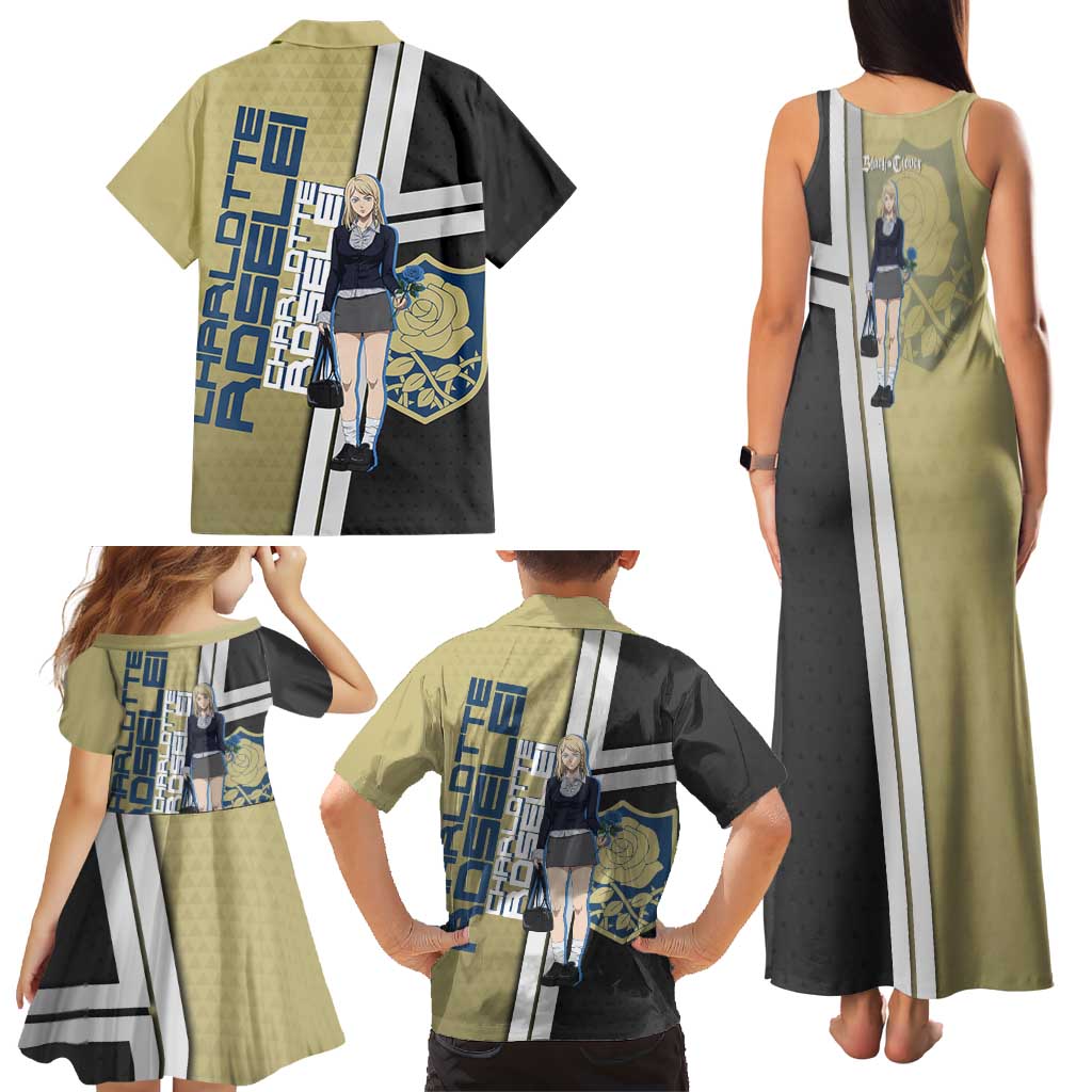 Black Clover Charlotte Roselei Family Matching Tank Maxi Dress and Hawaiian Shirt Anime Illustration Style
