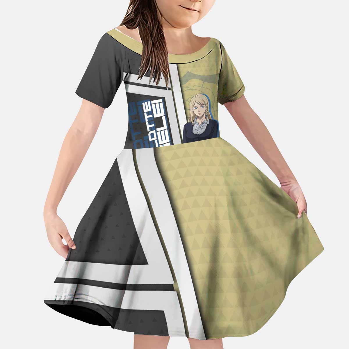 Black Clover Charlotte Roselei Kid Short Sleeve Dress Anime Illustration Style