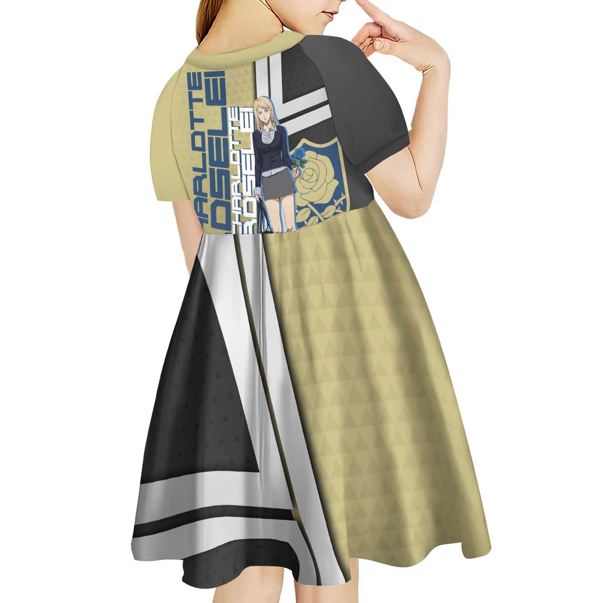 Black Clover Charlotte Roselei Kid Short Sleeve Dress Anime Illustration Style