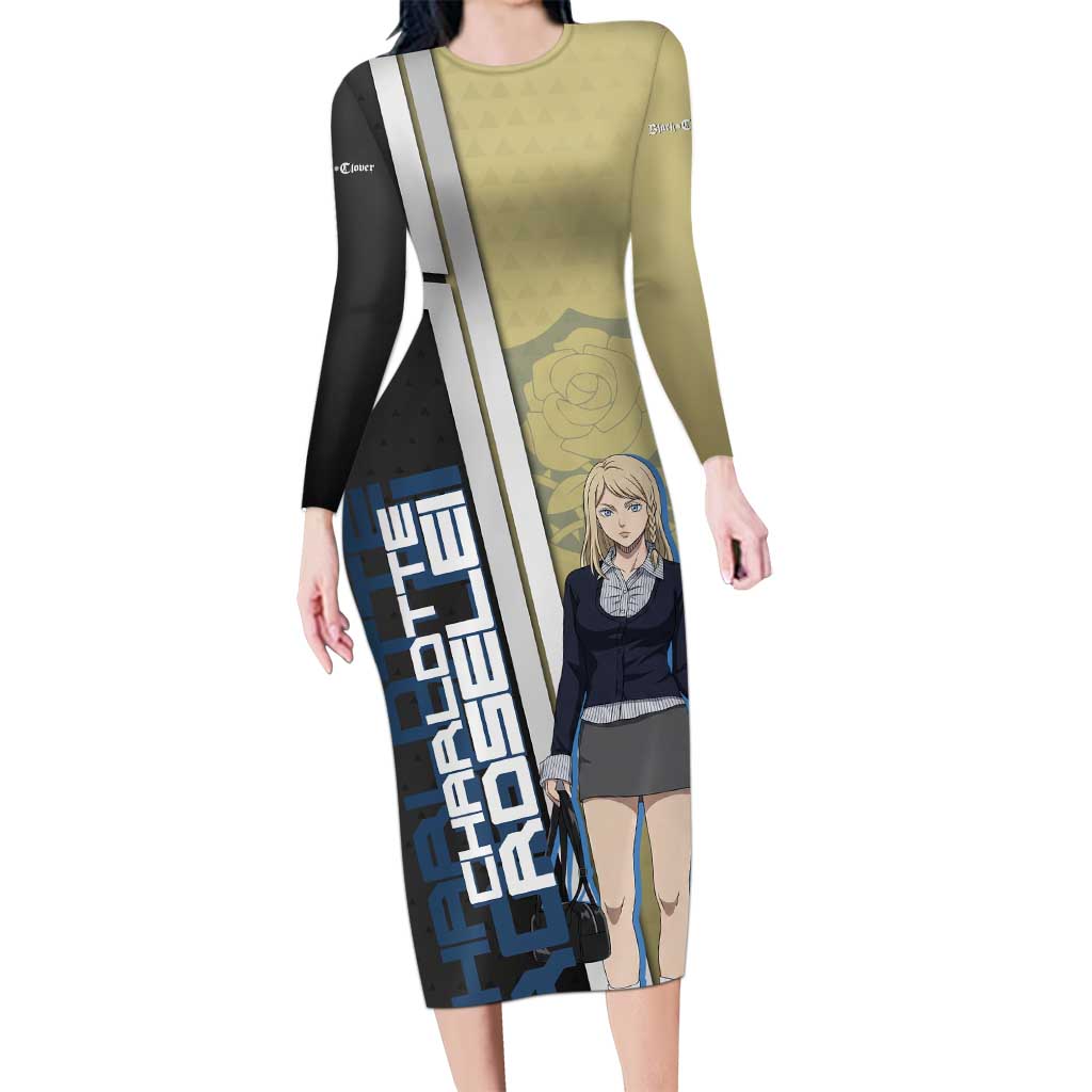 Black Clover Charlotte Roselei Long Sleeve Bodycon Dress Anime Illustration Style