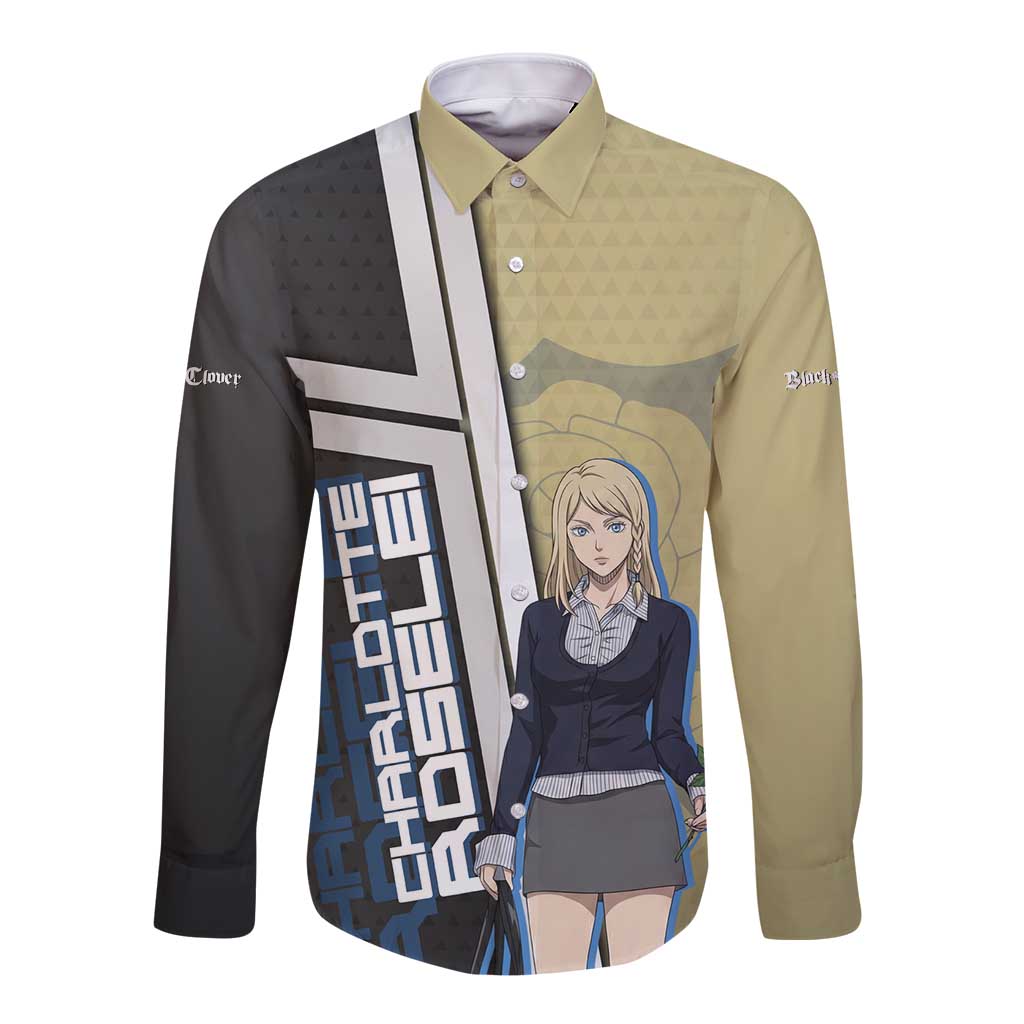 Black Clover Charlotte Roselei Long Sleeve Button Shirt Anime Illustration Style