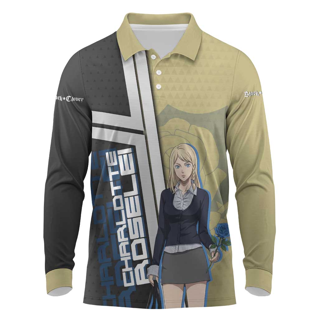 Black Clover Charlotte Roselei Long Sleeve Polo Shirt Anime Illustration Style