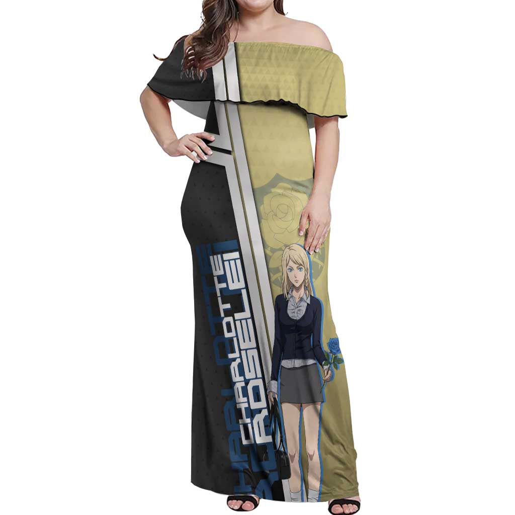 Black Clover Charlotte Roselei Off Shoulder Maxi Dress Anime Illustration Style
