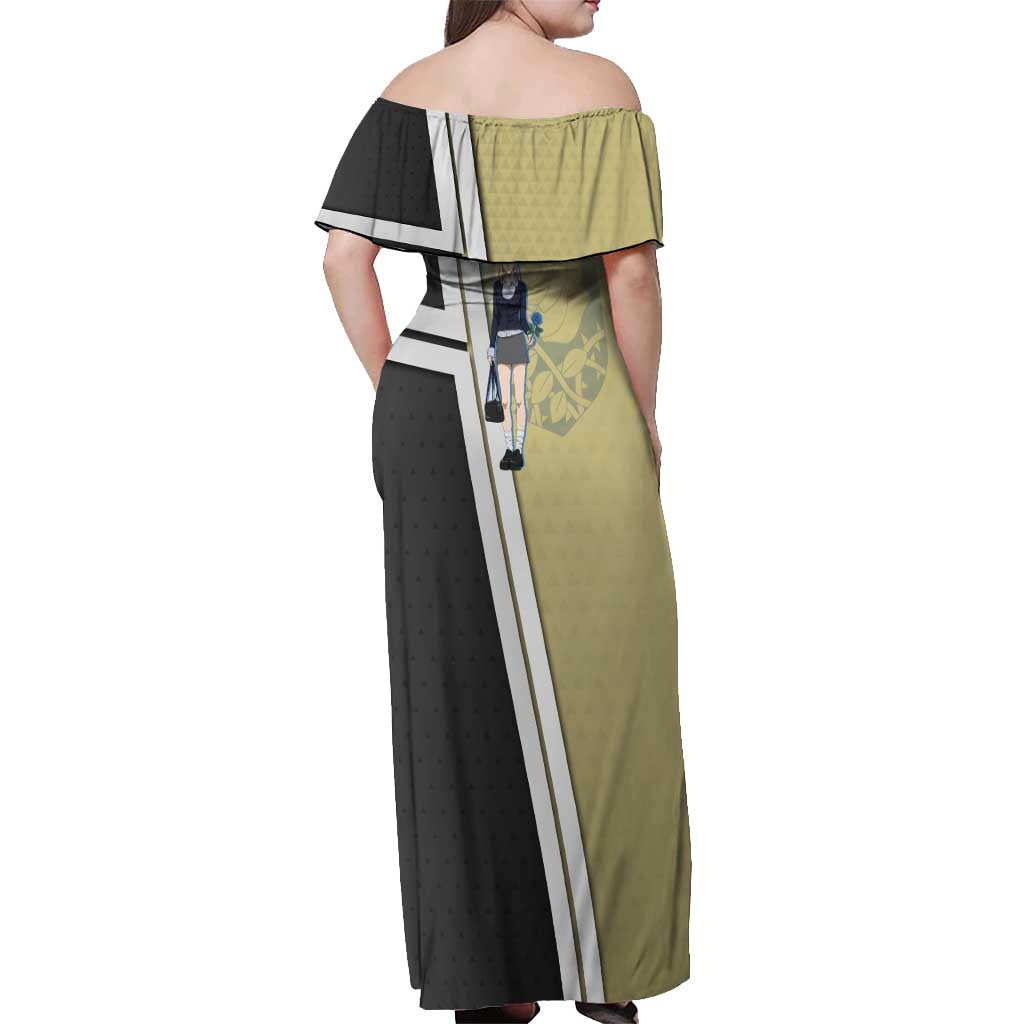 Black Clover Charlotte Roselei Off Shoulder Maxi Dress Anime Illustration Style