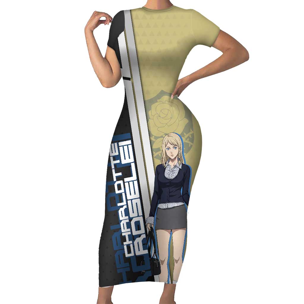 Black Clover Charlotte Roselei Short Sleeve Bodycon Dress Anime Illustration Style