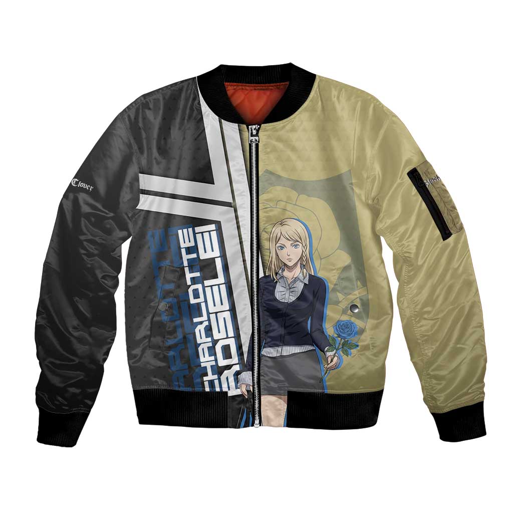 Black Clover Charlotte Roselei Sleeve Zip Bomber Jacket Anime Illustration Style
