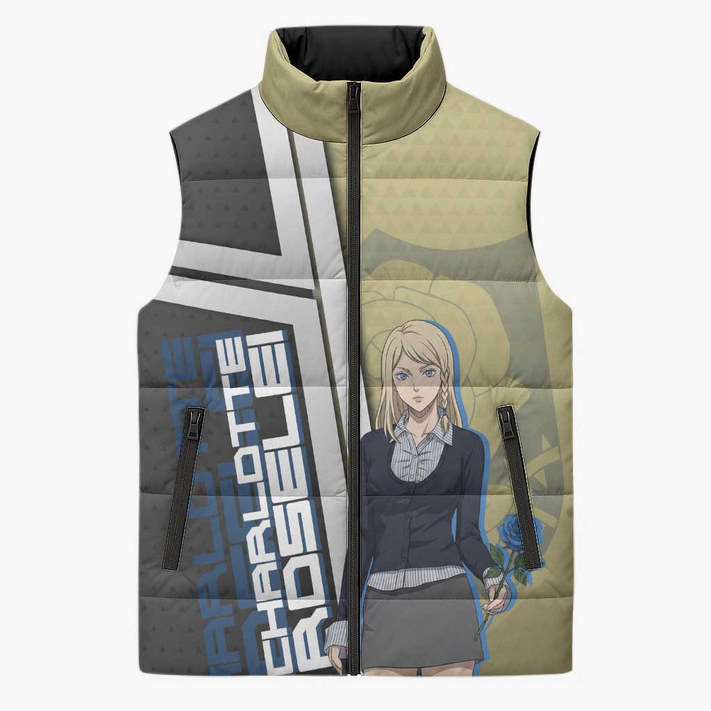 Black Clover Charlotte Roselei Sleeveless Puffer Jacket Anime Illustration Style