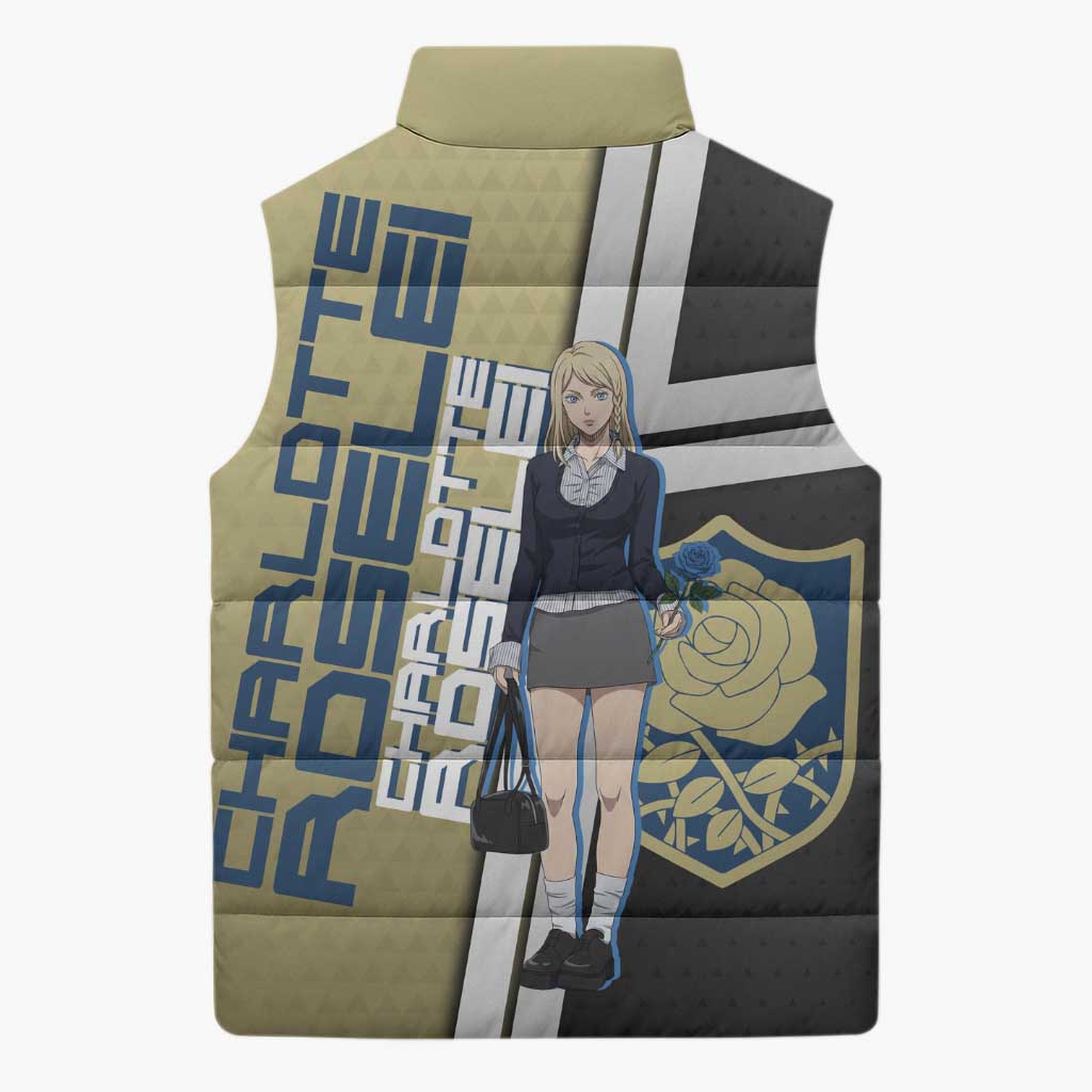 Black Clover Charlotte Roselei Sleeveless Puffer Jacket Anime Illustration Style